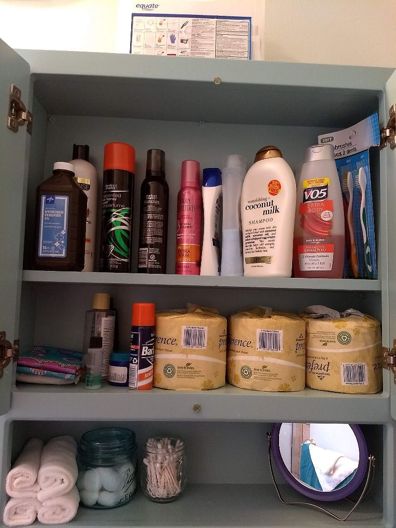 Stocked bathroom.