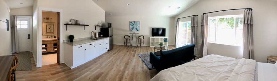 Master bedroom #2 with livingroom and kitchenette (this is an optional added on space to the main house