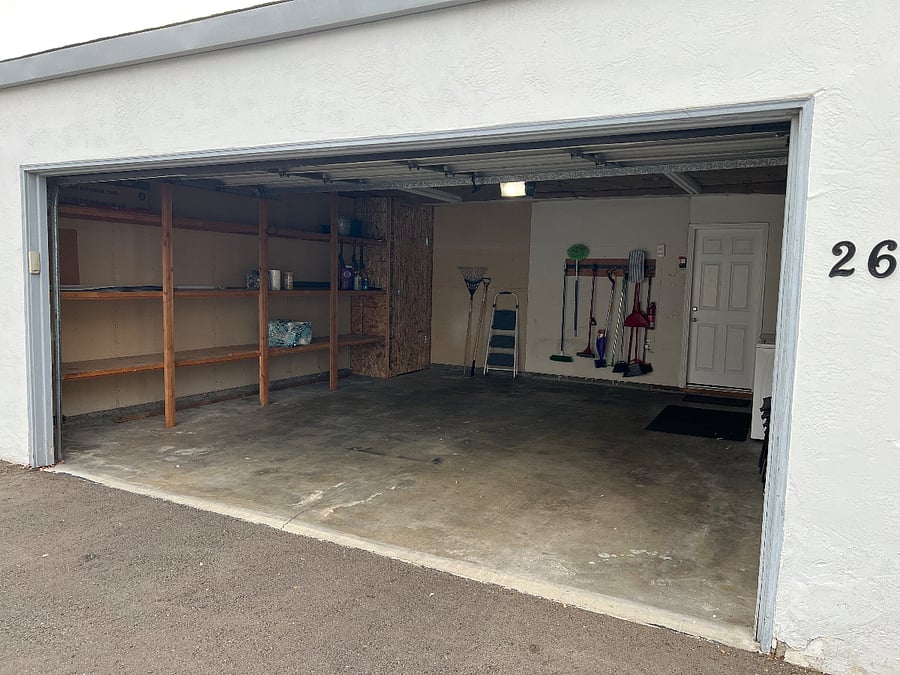 2 car garage with storage area