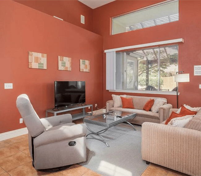 Welcoming living room with cozy sofas