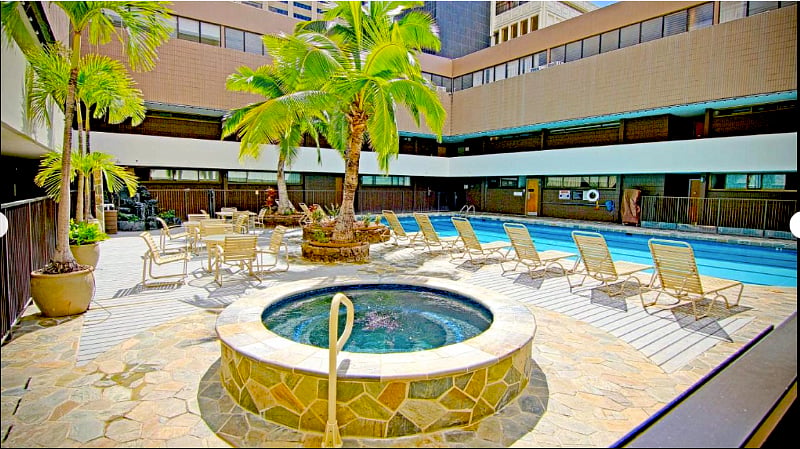 Enjoy shade under the palms or relax in the spa.