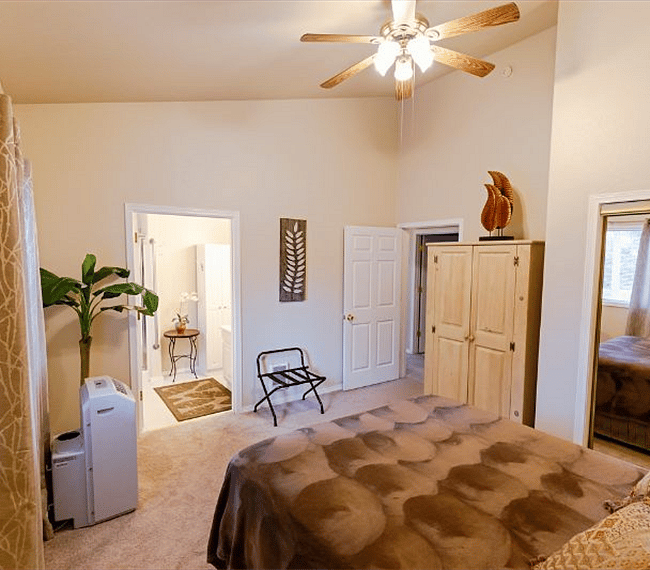 Master bedroom facing Master Bath and Hall