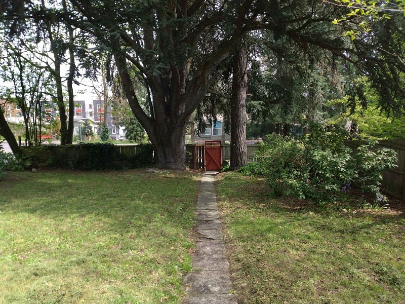 View of the front walkway from the front of the house steps.