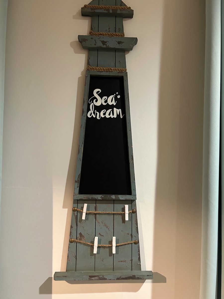 Customized lighthouse decor, dining area