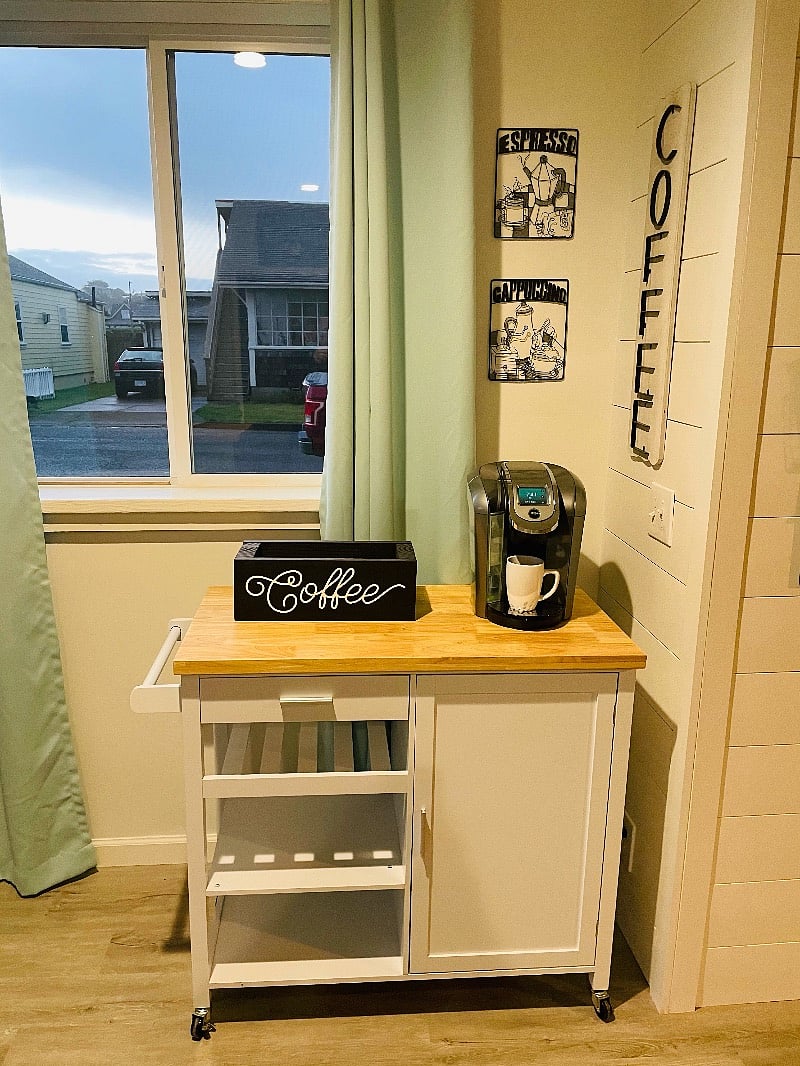 Coffee cart with Keurig.