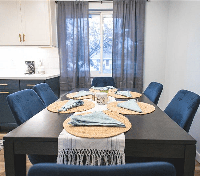 Dining room with new chairs and table