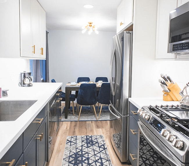 View from entryway into kitchen