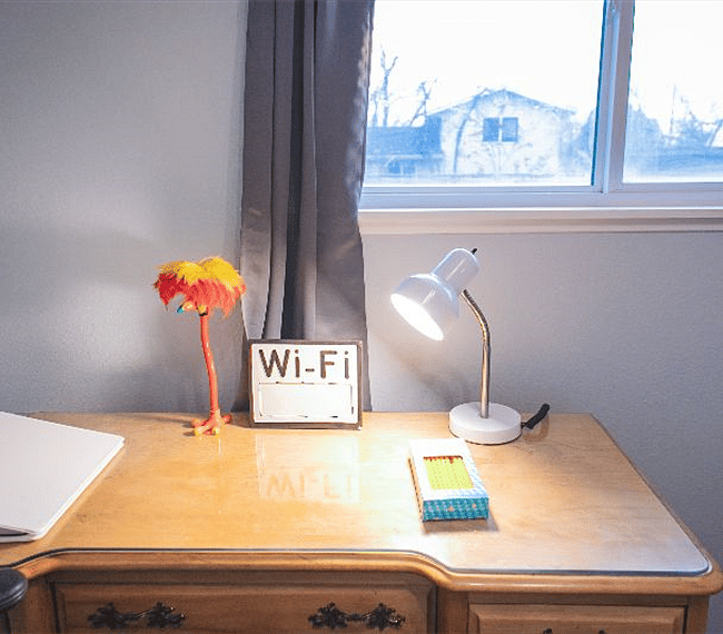 office/bedroom #2.Currently has full size bed and dresser (not pictured). blackout curtains included