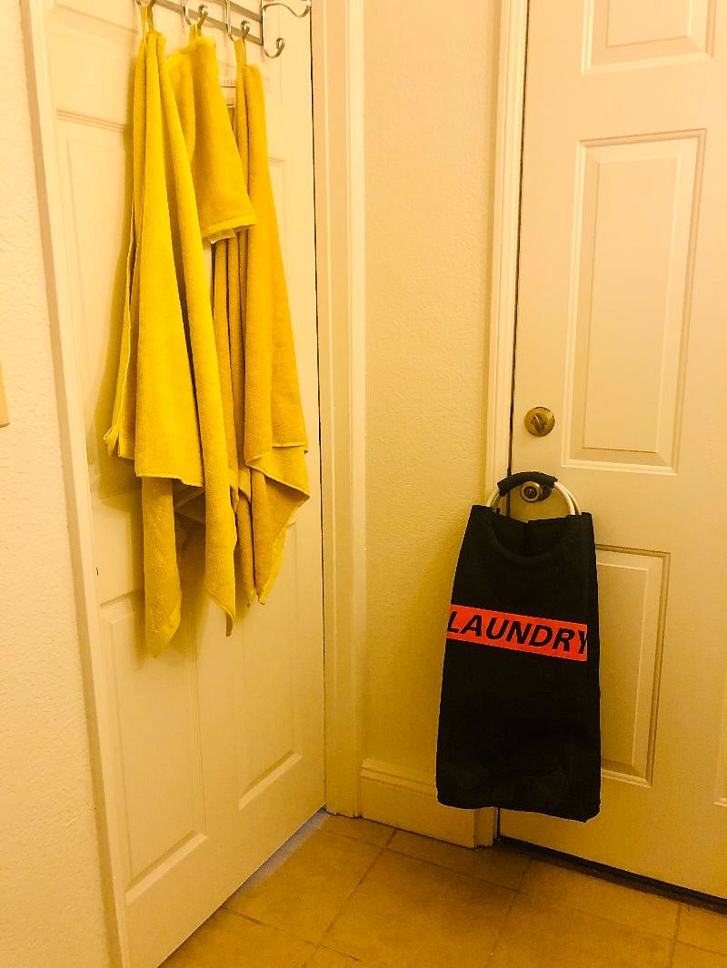 Laundry bag & towels provided. Also provided: toilet paper, antimicrobial hand soap, shampoo, conditioner & body soap.
