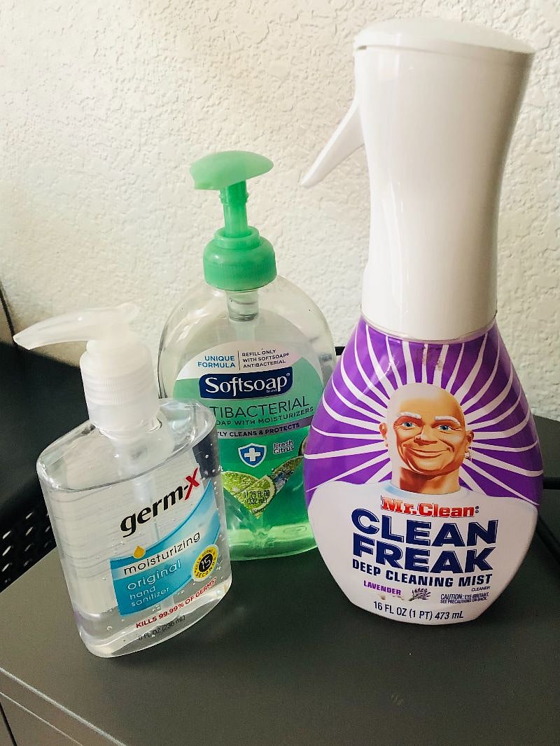 Antimicrobial cleaning supplies provided.