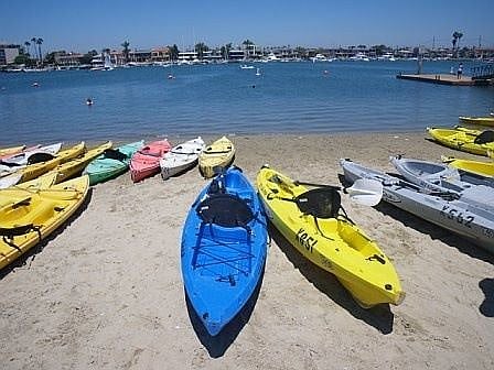 Alamitos Beach. You can rent kayaks and explore the canals of Naples Island or the bay.