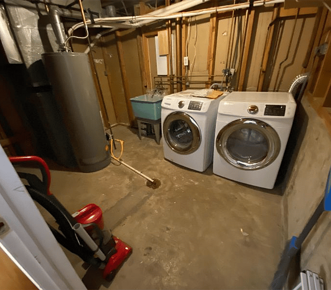 House laundry room on basement level