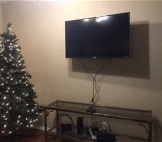 Smart Roku 43 inch TV.
Winter, An artificial tree is available.