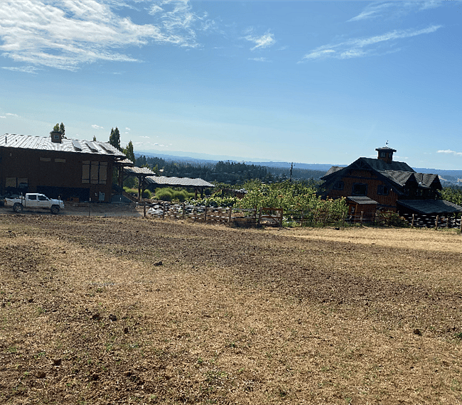 Barn and apartment to the right.
New house on the left.