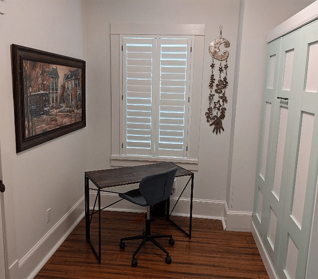 Used as an office with the Murphy bed closed (on the right).