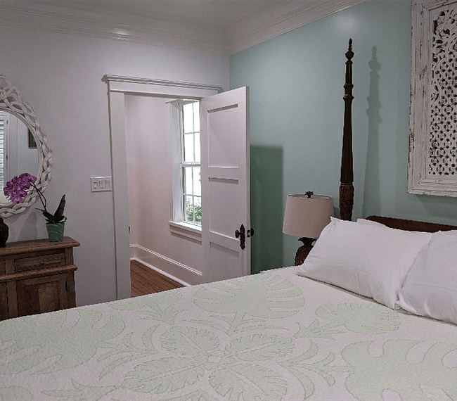 There is a small dresser, 2 night stands and a fairly good sized closet for storage.