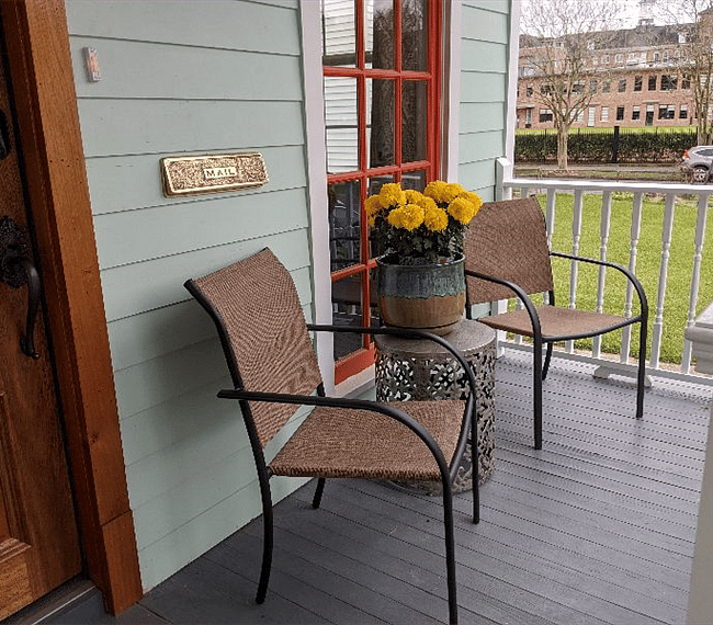 A great porch for watching the world go by.