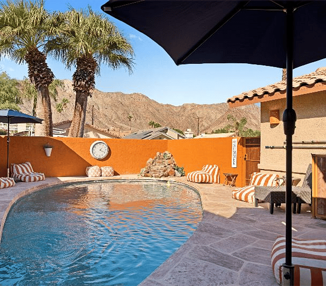 Spacious patio with swimming pool