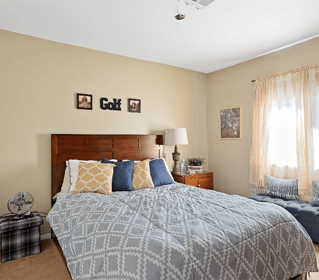 Master bedroom with king sized bed