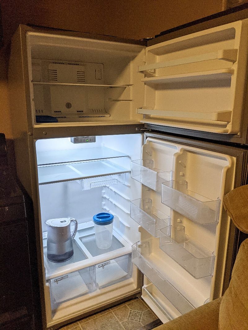 Refridgerator with Brita Water Filter Pitcher.