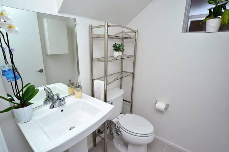 Powder room on the first floor.  The commode has a bidet attached.