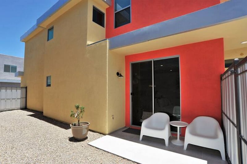 Patio sitting area. More chairs are available in the living room.