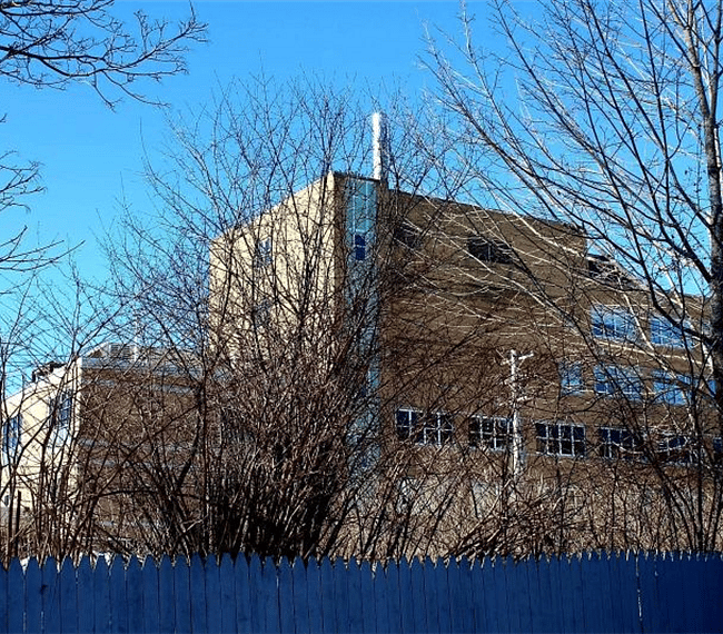 View of Saint Joseph hospital from the back yard. 