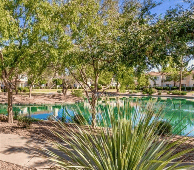 three small lakes on property, with walking paths