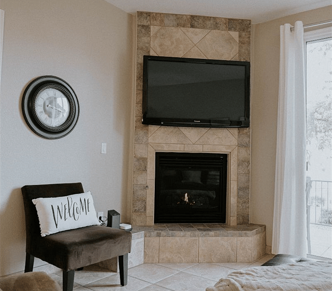 gas fireplace for cool evenings