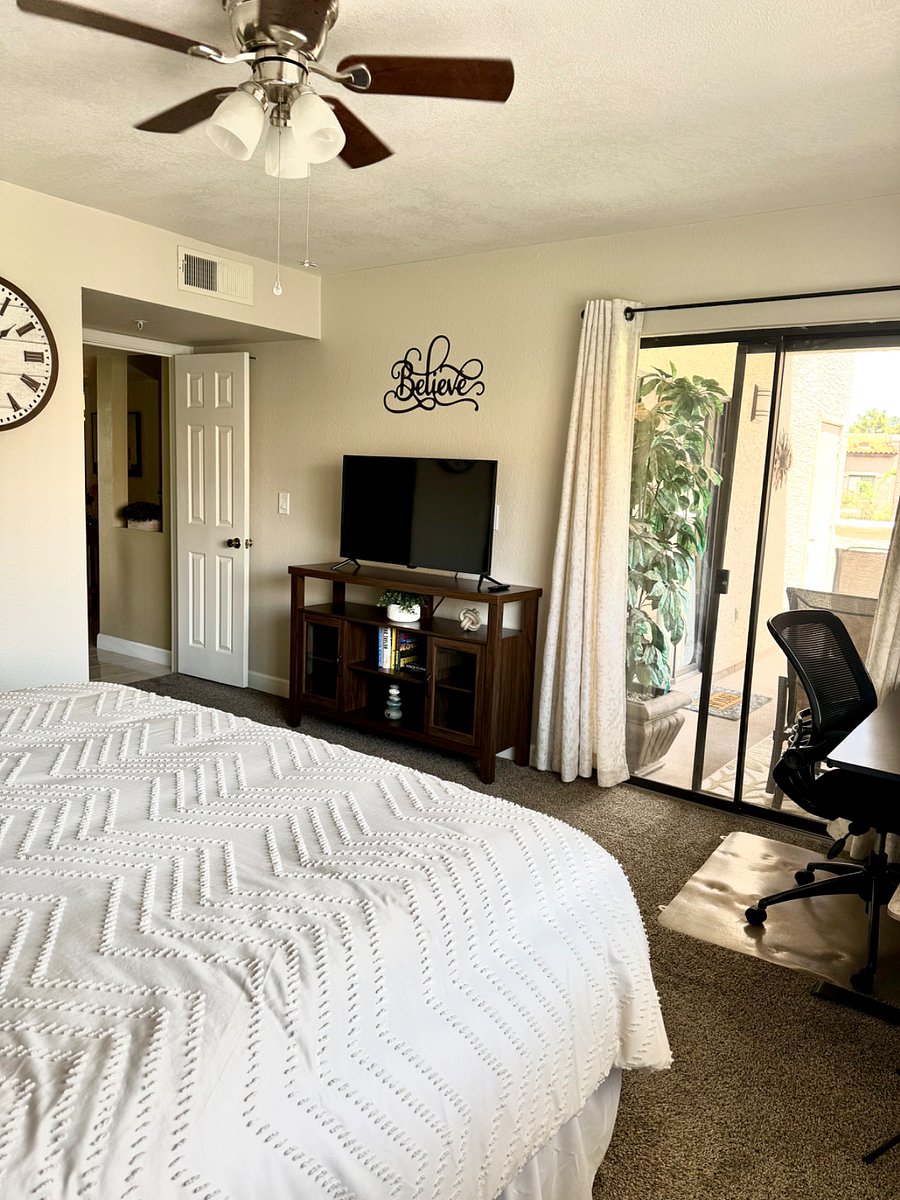 Smart TV and sliding door to balcony