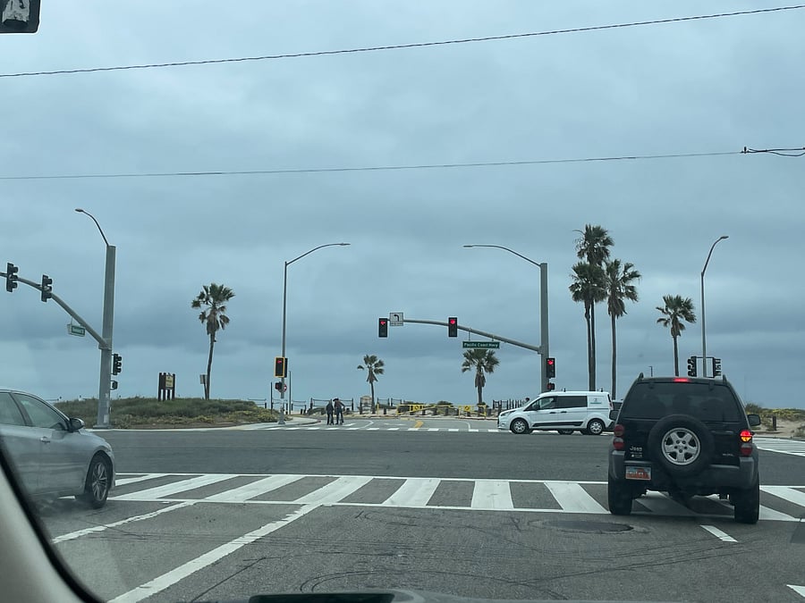 This is our corner at the stoplight to cross the street