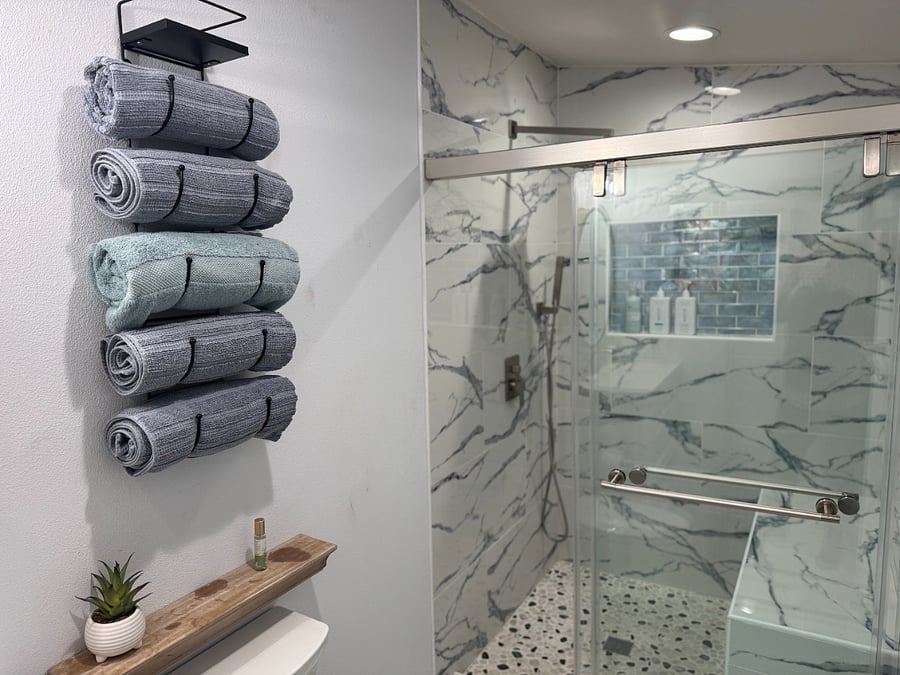 Marble HUGE Marble Rainfall Shower; Luxury at its finest!