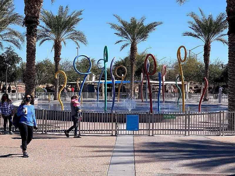 Splash Pad and climbing structures in Mesa River View Park