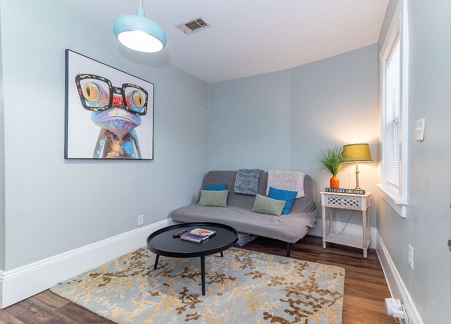 Living space with Sofa bed. 