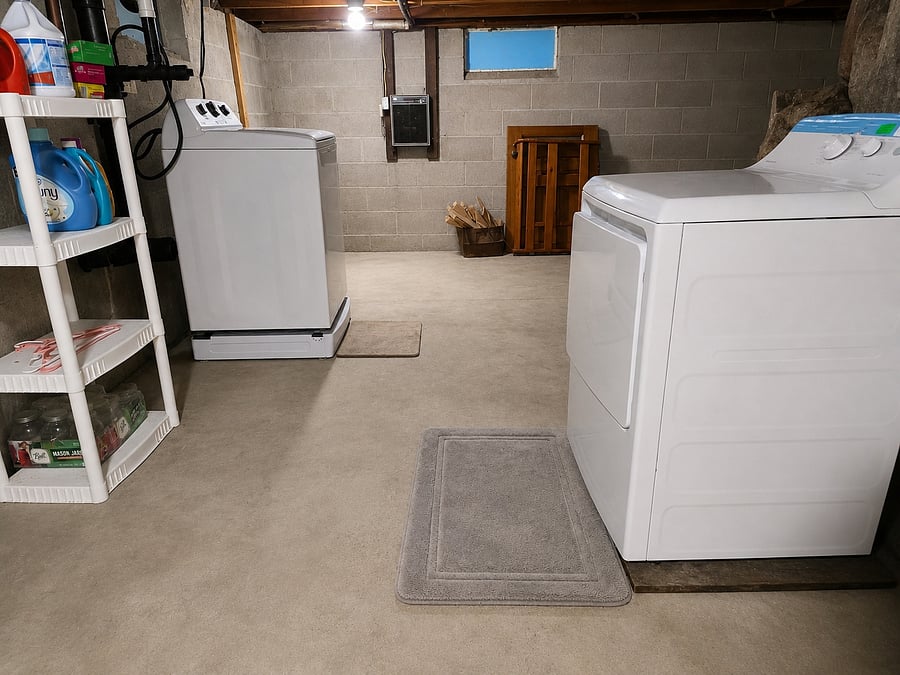 Washer and dryer in basement
