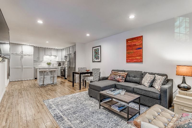 Welcoming living room with cozy sofa
