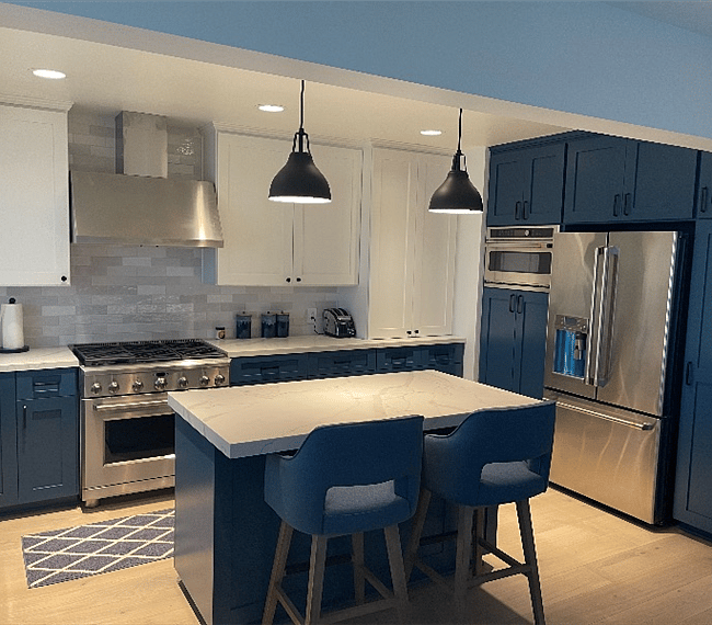 Newly remodeled kitchen with professional quality Cafe Appliances.