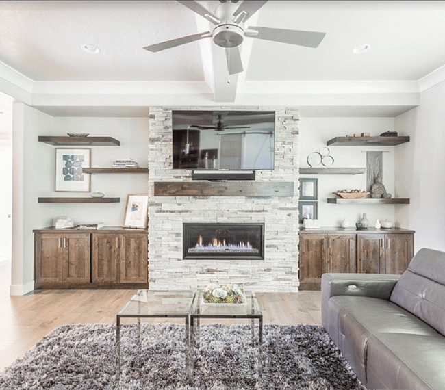 Living Room-Fireplace-Entertainment-Sonos Surround Sound System Throughout Home