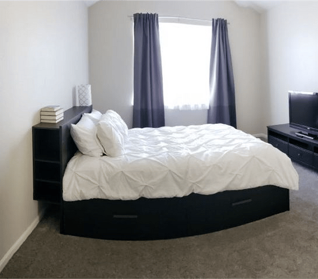 Master Bedroom
Ample storage under the bed and two hall closets leading to the master bath. BlackOut Curtains