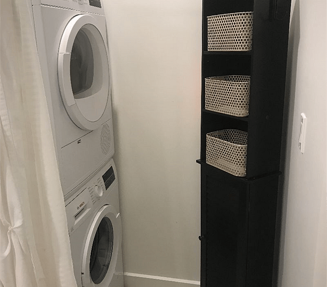 Washer/Dryer with extra storage. 