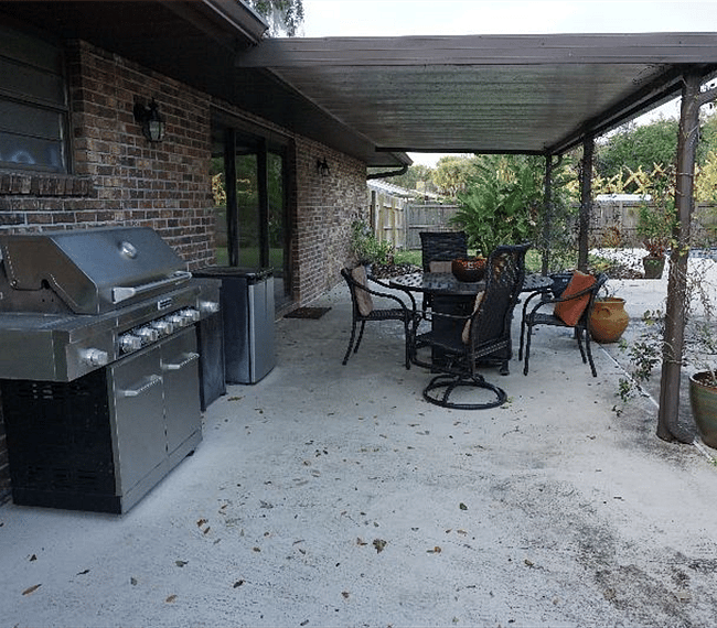 Seating area with a grill