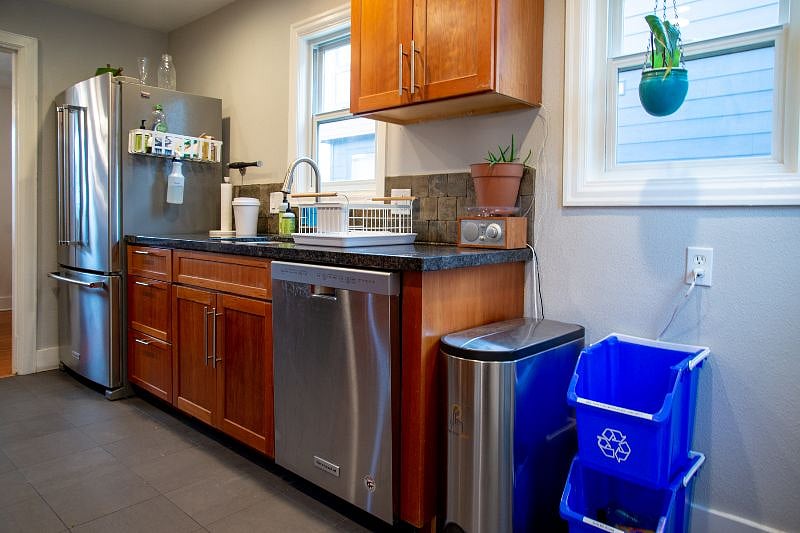 Garbage and recycling is easy to sort with all this space.