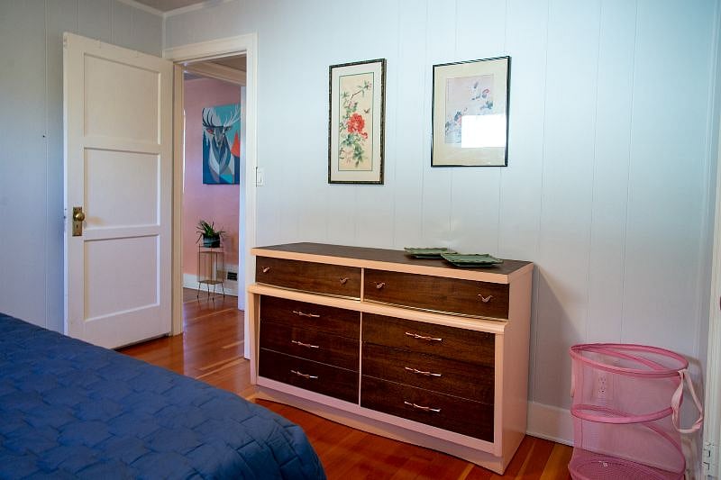 Vintage dresser in the downstairs bedroom. There is also a closet (not pictured).