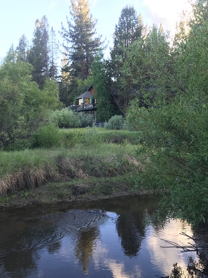 house from the meadow in summer