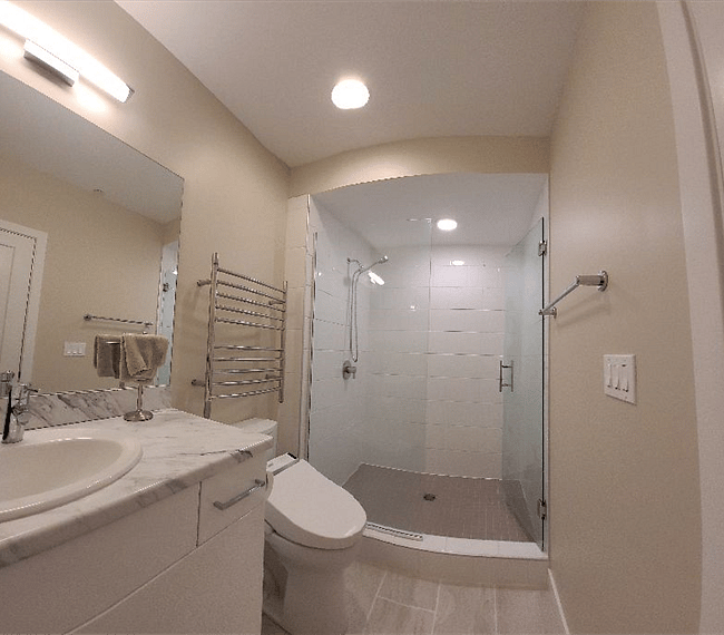 Bathroom with large shower