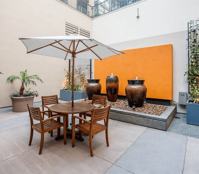 Outside seating from lobby