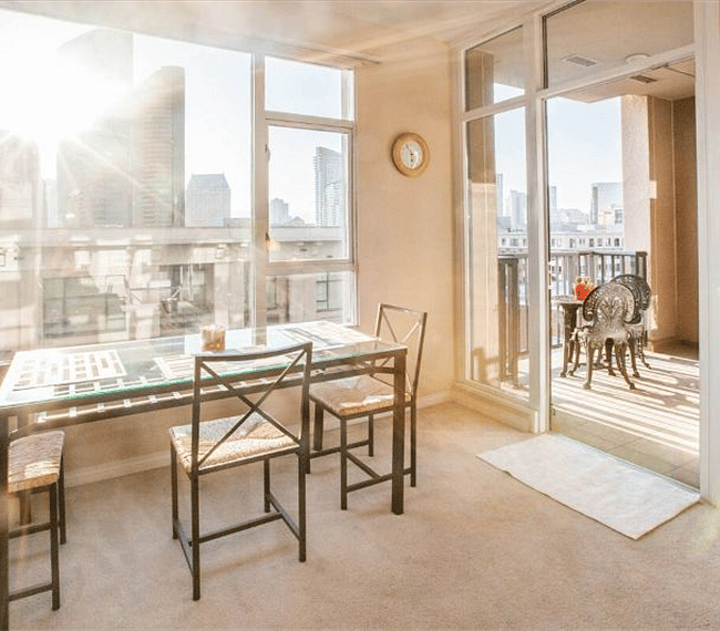 Dining area and entrance to patio