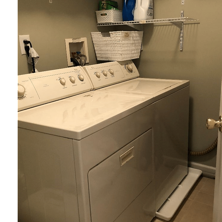 Laundry room, guest shelf for detergents and to hang clothes.