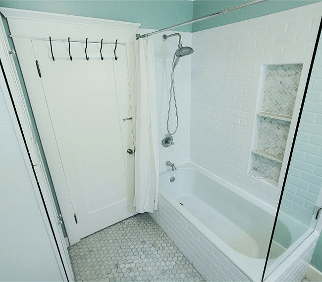 Main bathroom with large, deep tub