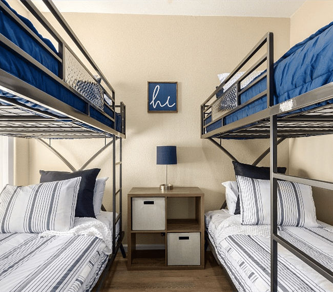 Bedroom #3 has two sets of bunk beds